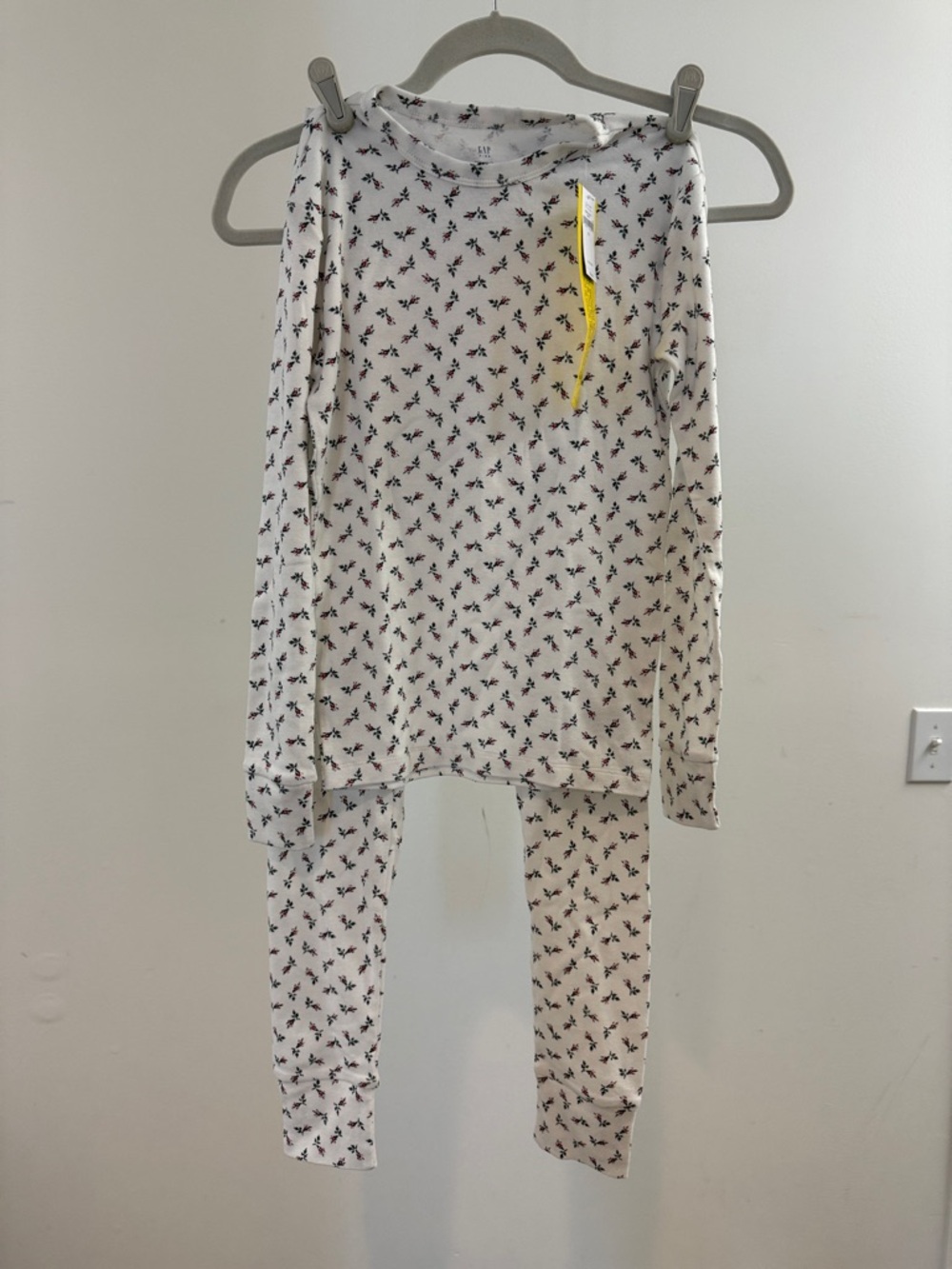GAP White Long-Sleeve Floral Kids Pajama Set